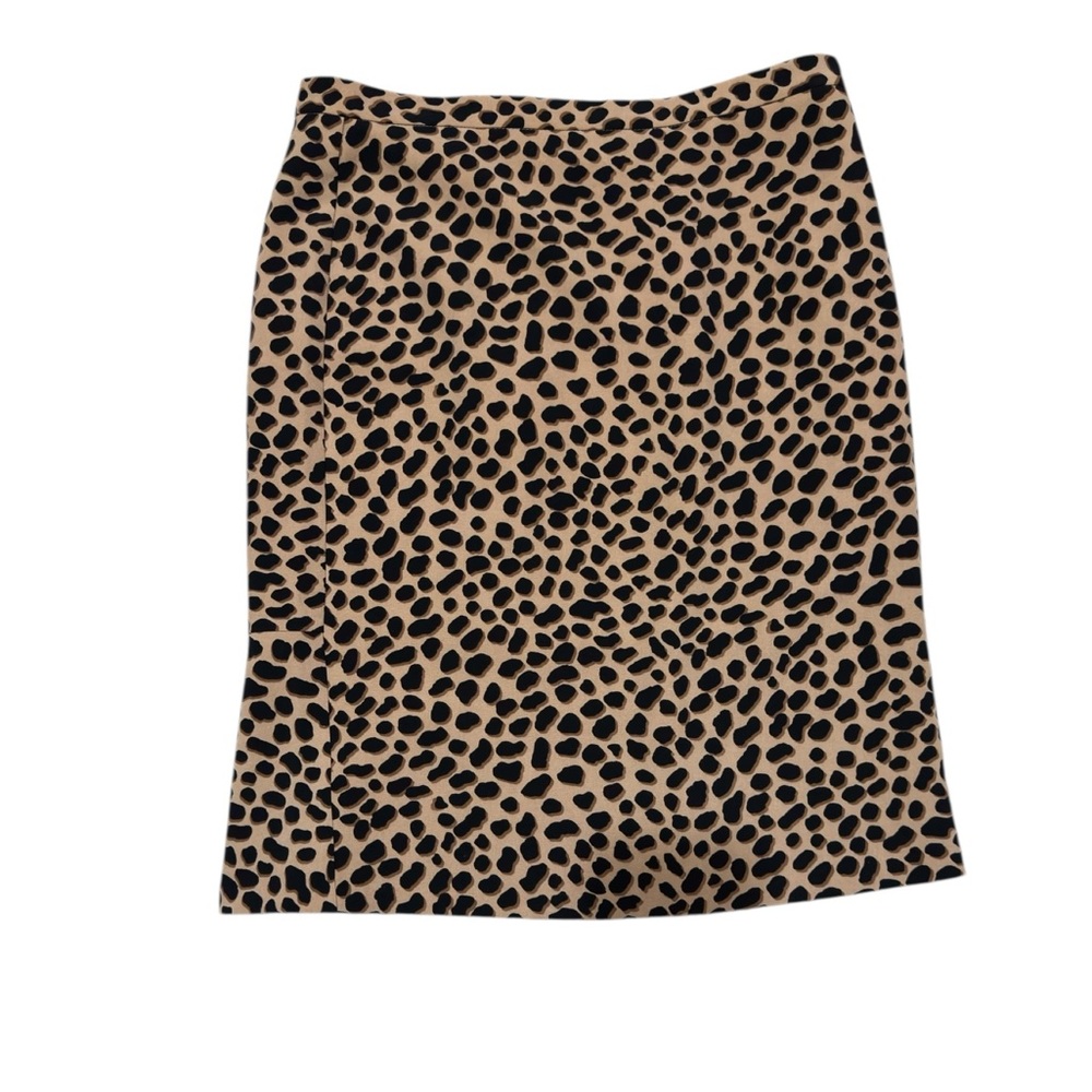 Ann Taylor Animal Print Black/Tan Lined Pencil Skirt Sz 8 EUC